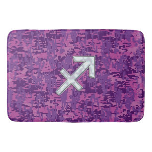 Pearl Sagittarius Zodiac Sign Fuchsia Digital Camo Badmat