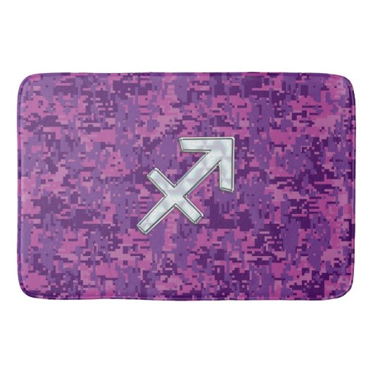 Pearl Sagittarius Zodiac Sign Fuchsia Digital Camo Badmat (Voorkant)