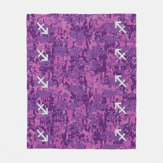 Pearl Sagittarius Zodiac Sign Fuchsia Digital Camo Fleece Deken (Voorkant)