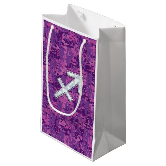 Pearl Sagittarius Zodiac Sign Fuchsia Digital Camo Klein Cadeauzakje (Voorkant Gekanteld)