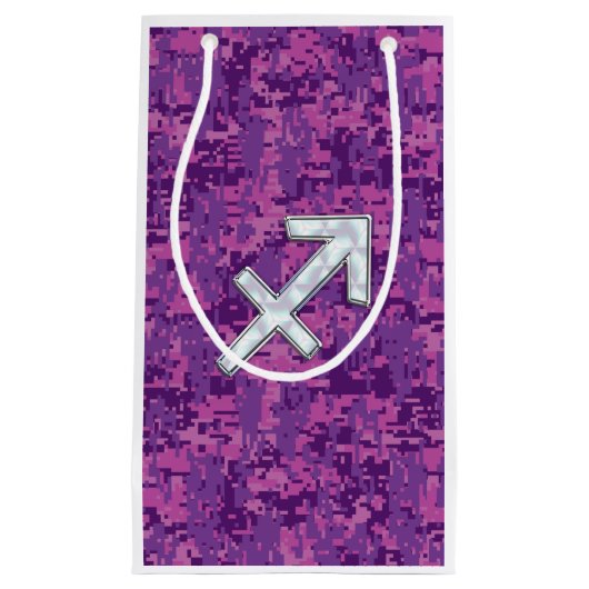 Pearl Sagittarius Zodiac Sign Fuchsia Digital Camo Klein Cadeauzakje (Voorkant)