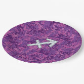 Pearl Sagittarius Zodiac Sign Fuchsia Digital Camo Papieren Bordje (Gekanteld)