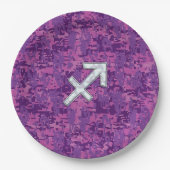Pearl Sagittarius Zodiac Sign Fuchsia Digital Camo Papieren Bordje (Voorkant)