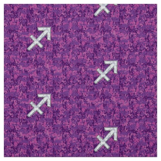 Pearl Sagittarius Zodiac Sign Fuchsia Digital Camo Stof (Swatch)