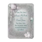 Pearl Seashell Beach Bruiloft Save The Date Magnet Magneet (Verticaal)