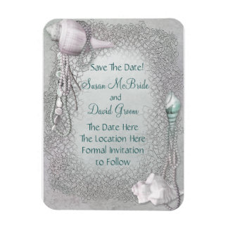 Pearl Seashell Beach Bruiloft Save The Date Magnet Magneet