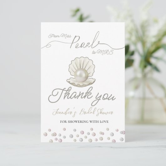 Pearl & Shell Pearlcore Miss naar MRS Vrijgezellen Bedankkaart (Staand voorkant)