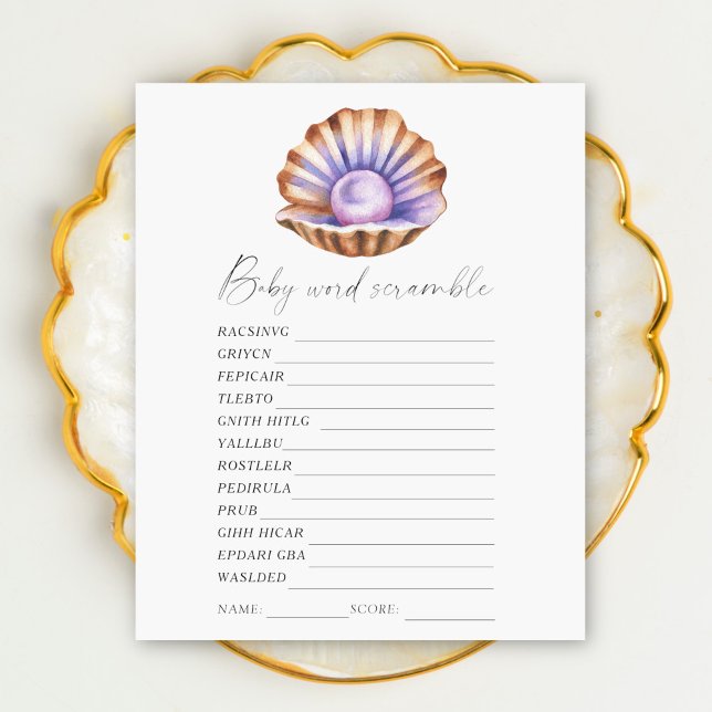 Pearl shell - Word scramble baby shower spel (Creator heeft geüpload)