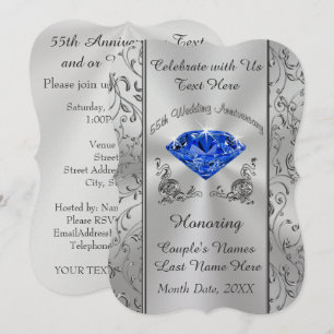 Pearl Shimmer 65th Wedding Jubileum Invitations Kaart