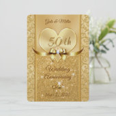 Pearl Shimmer Golden Jubileum Invitations Kaart (Staand voorkant)