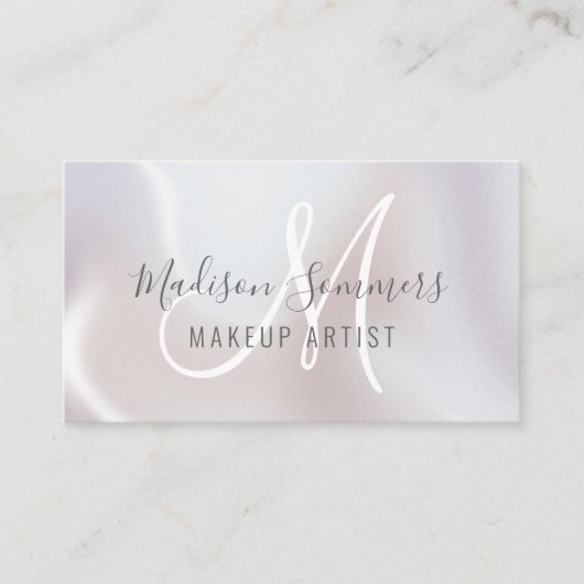 Pearl Shimmer Monogram Makeup Artist Visitekaartje (Voorkant)