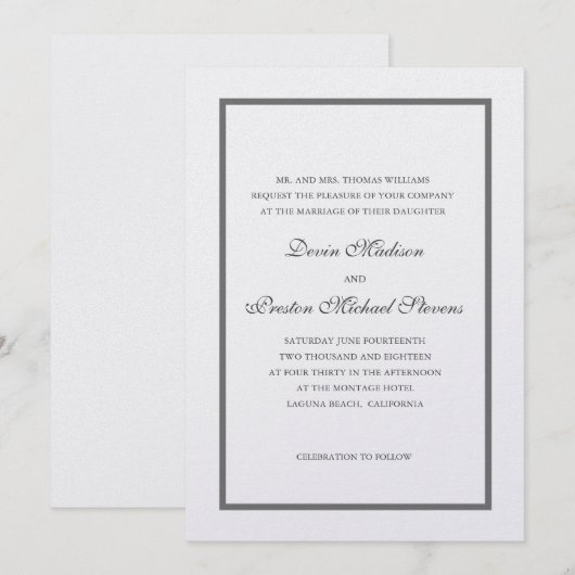 Pearl Shimmer Wedding Kaart (Voorkant / Achterkant)