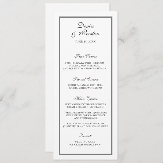Pearl Shimmer Wedding Menu (Voorkant / Achterkant)