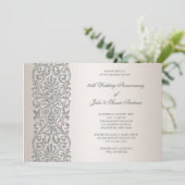 Pearl Silver Border 25th Jubileum Party Kaart (Staand voorkant)