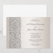 Pearl Silver Border 25th Jubileum Party Kaart (Voorkant / Achterkant)