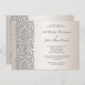 Pearl Silver Border 25th Jubileum Party Kaart (Voorkant / Achterkant)