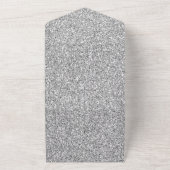 Pearl Silver Glam Glitter Hearts      All In One Uitnodiging (Buitenkant)