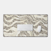 Pearl Silver Glitter Zebra Naam of monogram toevoe Bureaumat (Keyboard & Muis)