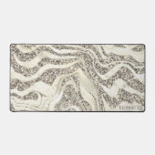 Pearl Silver Glitter Zebra Naam of monogram toevoe Bureaumat (Voorkant)