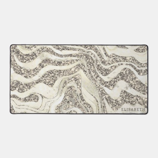 Pearl Silver Glitter Zebra Naam of monogram toevoe Bureaumat (Voorkant)