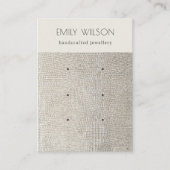 Pearl Silver Leather Texture 3 Earning Display Visitekaartje (Voorkant)