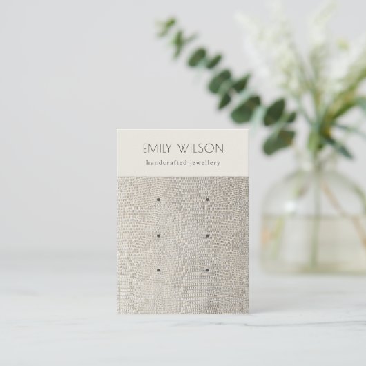 Pearl Silver Leather Texture 3 Earning Display Visitekaartje (Staand voorkant)