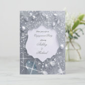 Pearl Silver Verlovingsfeest Glitter pailletten Kaart (Staand voorkant)