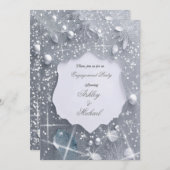 Pearl Silver Verlovingsfeest Glitter pailletten Kaart (Voorkant / Achterkant)