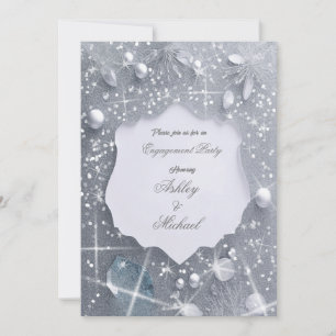 Pearl Silver Verlovingsfeest Glitter pailletten Kaart