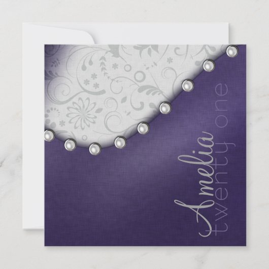 Pearl Square Birthday Invitation Kaart (Voorkant)