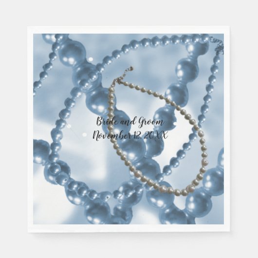 Pearl Strands Blue Wedding Paper Napkins Servet (Voorkant)