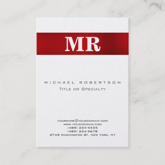 Pearl Stylish Monogram Red White Visitekaartje (Voorkant)