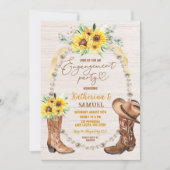 Pearl Sunflower Laarzen Verlovingsfeest Uitnodigin Kaart (Voorkant)