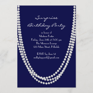Pearl Surprise Birthday Party (1920) nodigt blauw  Kaart