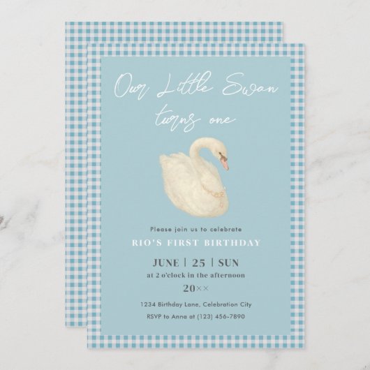 Pearl Swan Verjaardagscollectie Kaart (Voorkant / Achterkant)