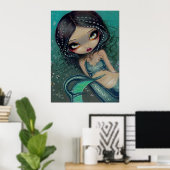 Pearl Swirl Mermaid ART PRINT Big Eyed Mermaid (Thuiskantoor)