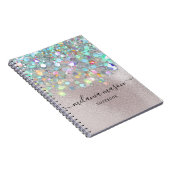 Pearl Texture Holographic Glitter Typografie Name Notitieboek (Rechterzijde)