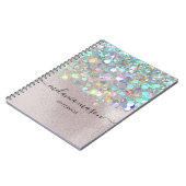 Pearl Texture Holographic Glitter Typografie Name Notitieboek (Linkerzijde)