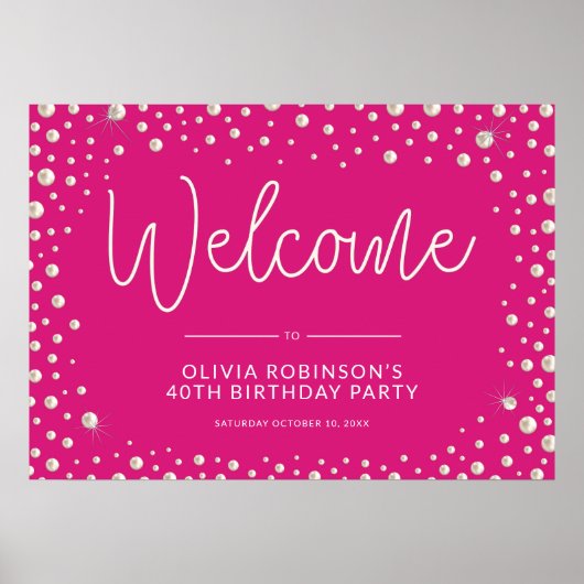 Pearl Theenmaal 40th Birthday Sign Poster (Voorkant)