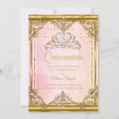 Pearl Tiara Quinceanera Invite Kaart (Voorkant)