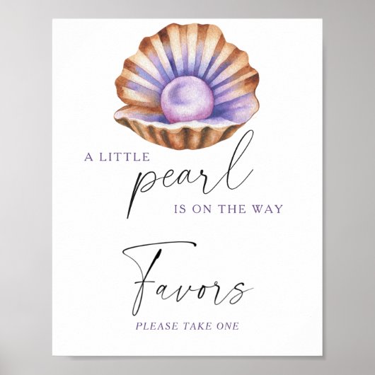 Pearl Under The Sea Baby shower Favors Poster (Voorkant)