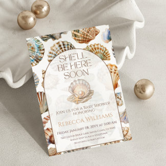 Pearl Under The Sea You Soon Girl Baby Shower Kaart