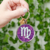 Pearl Virgo Zodiac Sign Pink Fuchsia Digital Camo Sleutelhanger (Hand)
