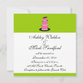 Pearl Wedding Cake Invitations Pink Green Kaart (Achterkant)
