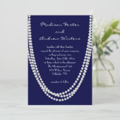 Pearl Wedding Invitation - blauw 1920 Kaart (Staand voorkant)