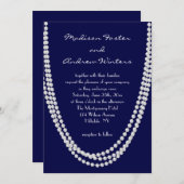 Pearl Wedding Invitation - blauw 1920 Kaart (Voorkant / Achterkant)