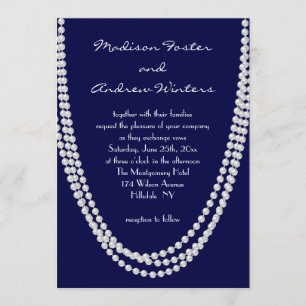 Pearl Wedding Invitation - blauw 1920 Kaart