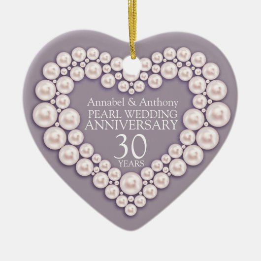 Pearl Wedding Jubileum 30e hart ornament (Voorkant)