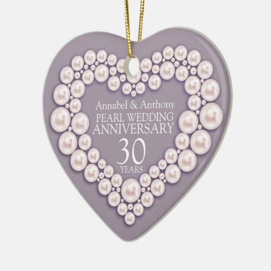 Pearl Wedding Jubileum 30e hart ornament (Links)