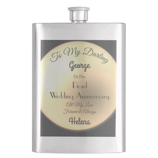 Pearl Wedding Jubileum Classic Flask. Flacon (Voorkant)